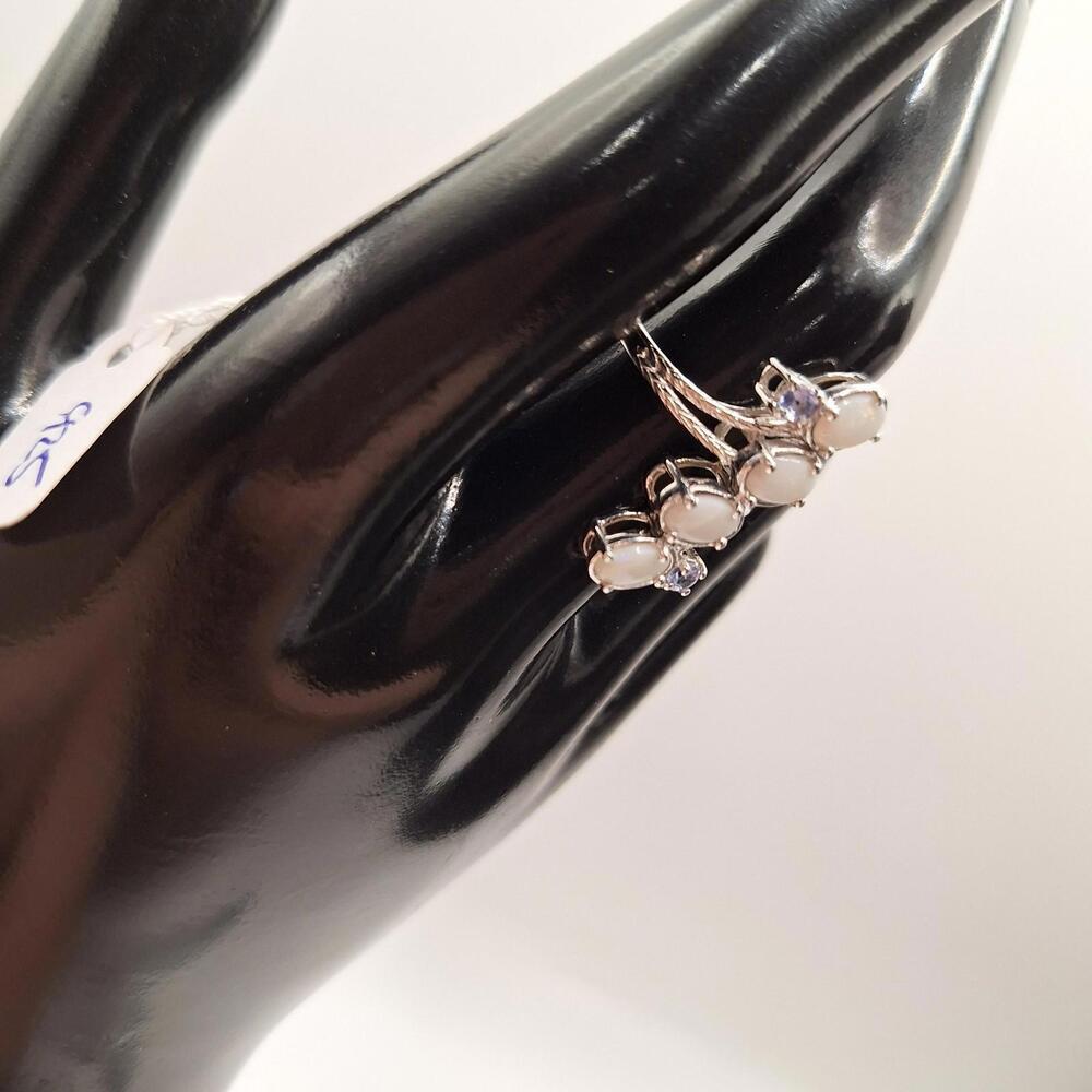 925 Sterling Silver Ring Fire Opal Tanzanite Gems… - image 8